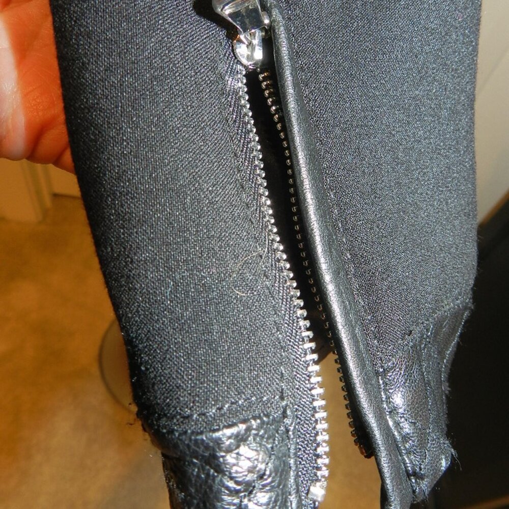 White House Black Market Leather Trim Black Moto Jacket Size XXS - Picture 13 of 15